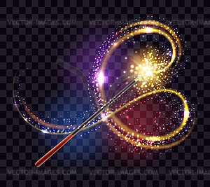 Magic Wand with Glowing Sparkle Shiny Star Dust on - vector clipart