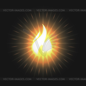 Realistic Fire Flame Burning Emblem - vector clip art
