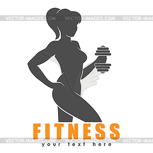 Fitness logo Design Template with Atletic Girl - vector clipart