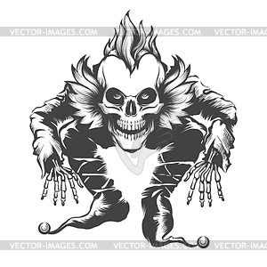 Evil Clown Skull Engraving Tattoo - vector clipart