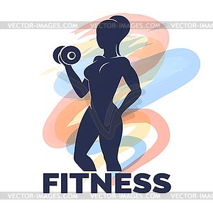 Fitness Logo presenting Woman with Dumbbell - vector clipart