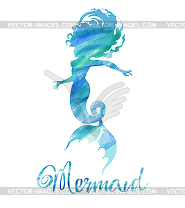 Mermaid Watercolor Sketch - vector image