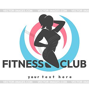 Fitness Women Silhouette Gym Club Fitness Center - vector image
