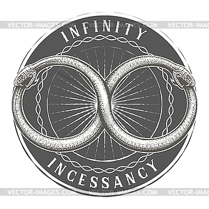 Ouroboros Snakes Intertwined in Infinity Symbol - vector clip art