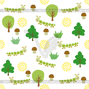 Background of caterpillars-centipedes - vector image