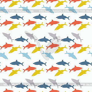 Ornament of colorful sharks - vector image