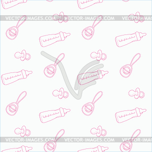 Pattern of supplies for newborns - vector image