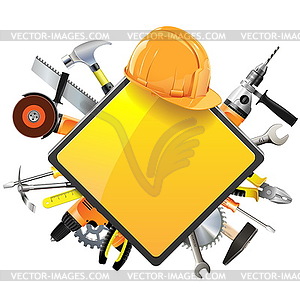 Construction Sign with Tools - vector clipart / vector image