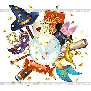Magic Concept with Crystal Ball - vector clip art