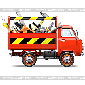 Red Truck with Toolbox - vector clip art