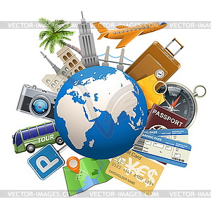 Tourism Concept with Globe - vector clip art