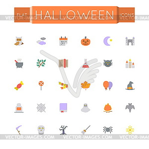 Flat Halloween Icons - vector clipart