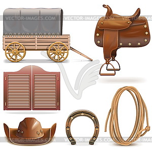 Cowboy Icons Set  - vector clipart