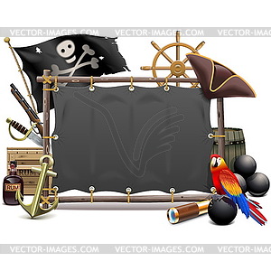 Pirate Frame with Sail - vector clip art