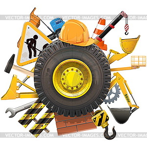 Construction Concept with Wheel - stock vector clipart