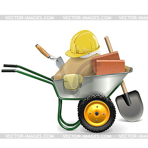 Construction Concept with Wheelbarrow - vector clip art