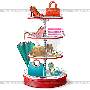 Round Shelf with Female Accessories - vector clipart