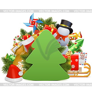 Christmas Concept with Paper Tree - vector clipart