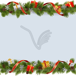 Christmas Border with Gifts - vector clip art