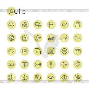 Round Auto Icons - vector clipart / vector image