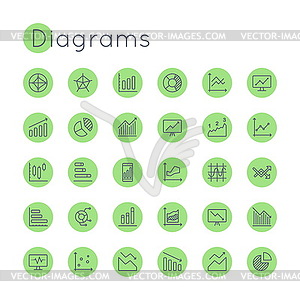 Round Diagrams Icons - vector image