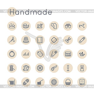 Round Handmade Icons - vector clipart