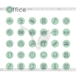 Round Office Icons - color vector clipart