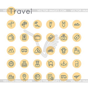 Round Travel Icons - vector image