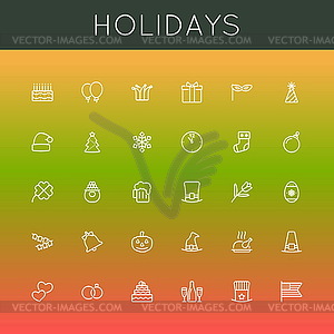 Holidays Line Icons - vector image