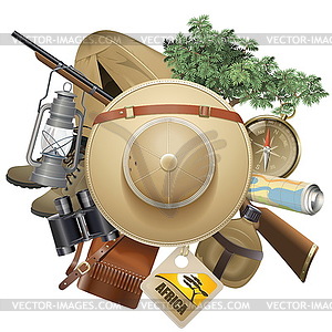 Safari Concept with Hat - vector image