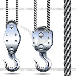 Crane Hooks and Steel Rope - vector image