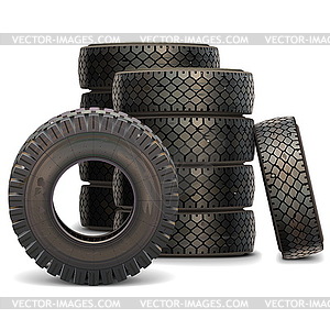 Old Truck Tire Set - vector clipart