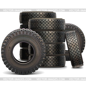 Old Truck Tire Set  - vector clip art