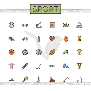 Colored Sport Line Icons - vector clipart