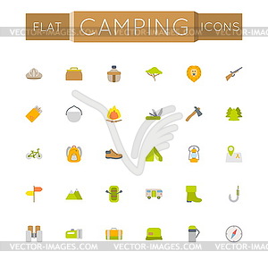 Flat Camping Icons - vector clipart