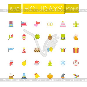 Flat Holidays Icons - vector image