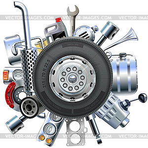 Truck Spares Concept - stock vector clipart