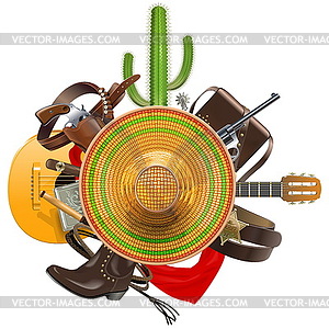 Cowboy Concept with Sombrero - vector image