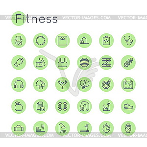 Round Fitness Icons - vector clip art