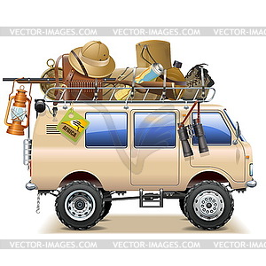 Travel Car with Safari Accessories - vector clipart / vector image