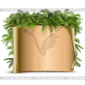 Paper Scroll with Palm - vector image