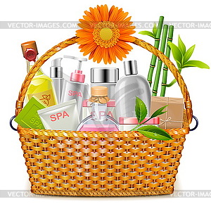 Basket with SPA Cosmetics - vector image