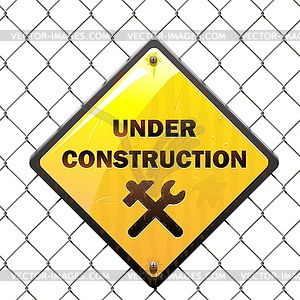 Under Construction Sign with Mesh - vector image