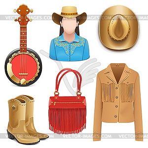 Cowboy Female Accessories - royalty-free vector image