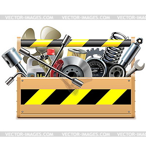 Toolbox with Car Spares - color vector clipart