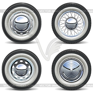 Retro Car Wheels - vector image