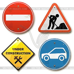 Old Road Signs - vector image