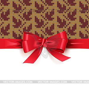 Gift Bow with Autumn Knitted Pattern  - vector clipart