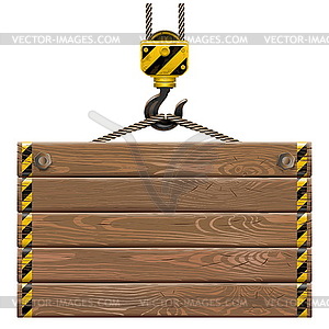 Wooden Frame with Crane Hook - vector image