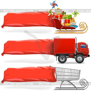 Transport with Banner Set  - vector clipart